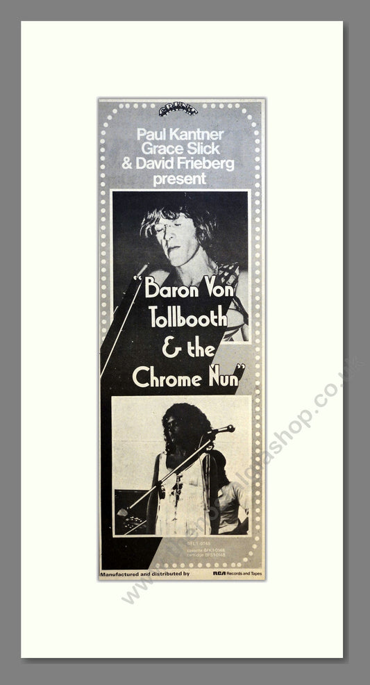 David Freiberg, Grace Slick, and Paul Kantner - Baron Von Tollbooth and The Chrome Nun. Vintage Advert 1973 (ref AD200921)