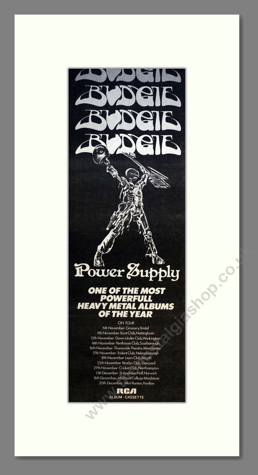 Budgie - Power Supply. Vintage Advert 1980 (ref AD200937)