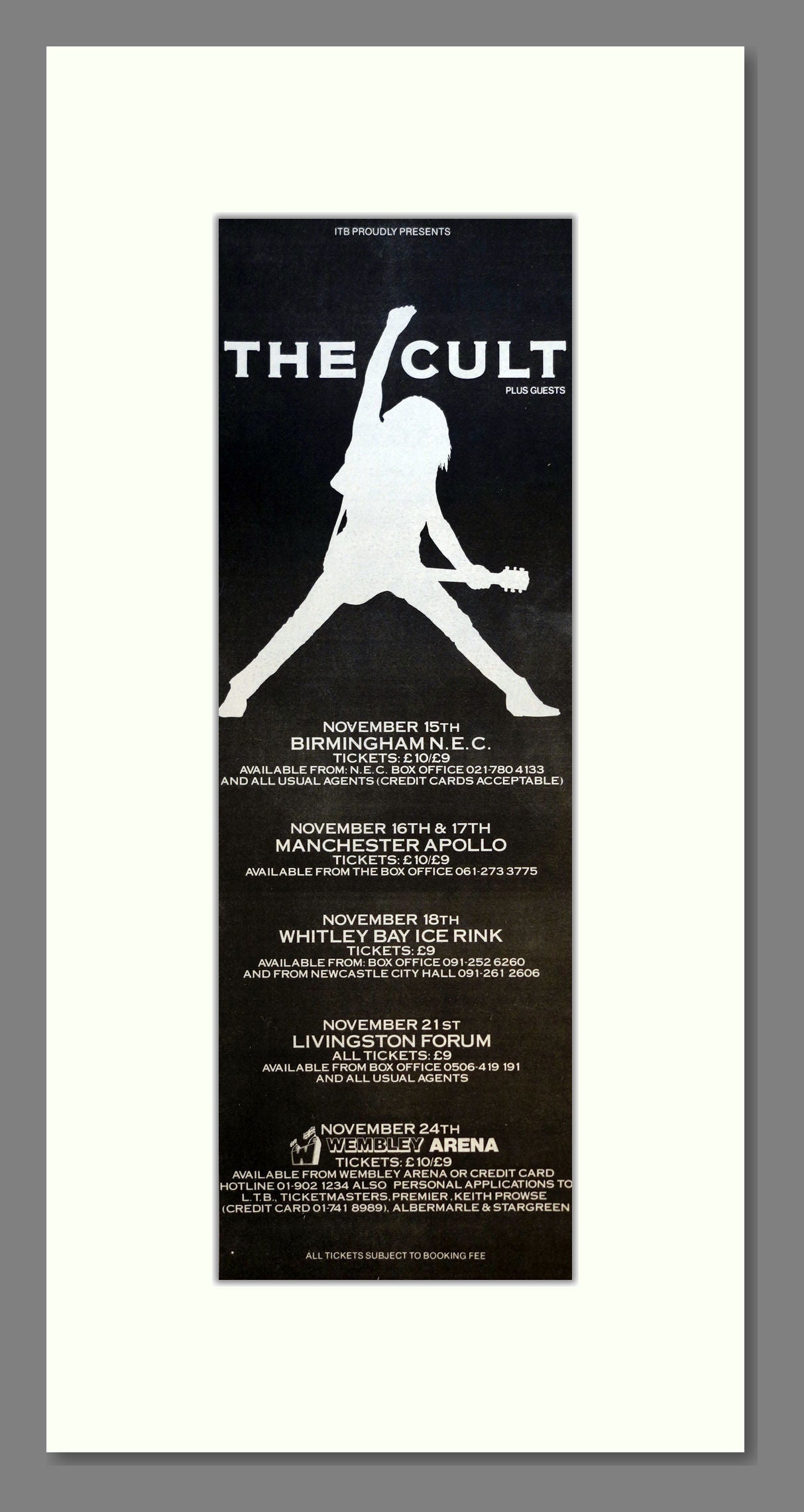 Cult (The) - UK Tour. Vintage Advert 1989 (ref AD200950)