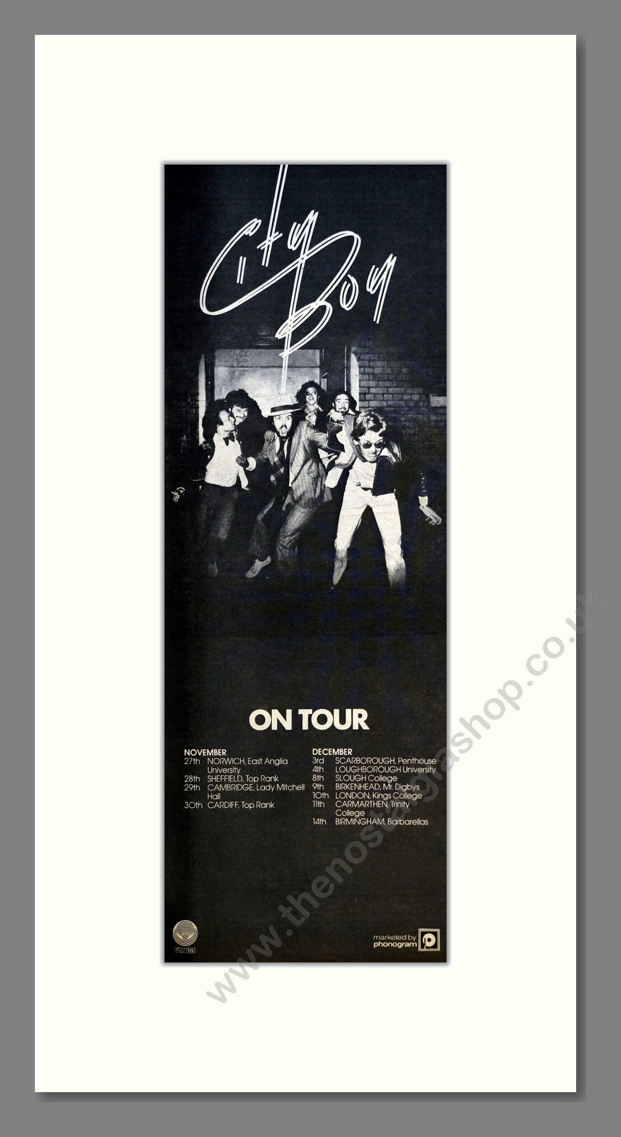 City Boy - UK Tour. Vintage Advert 1976 (ref AD200955)