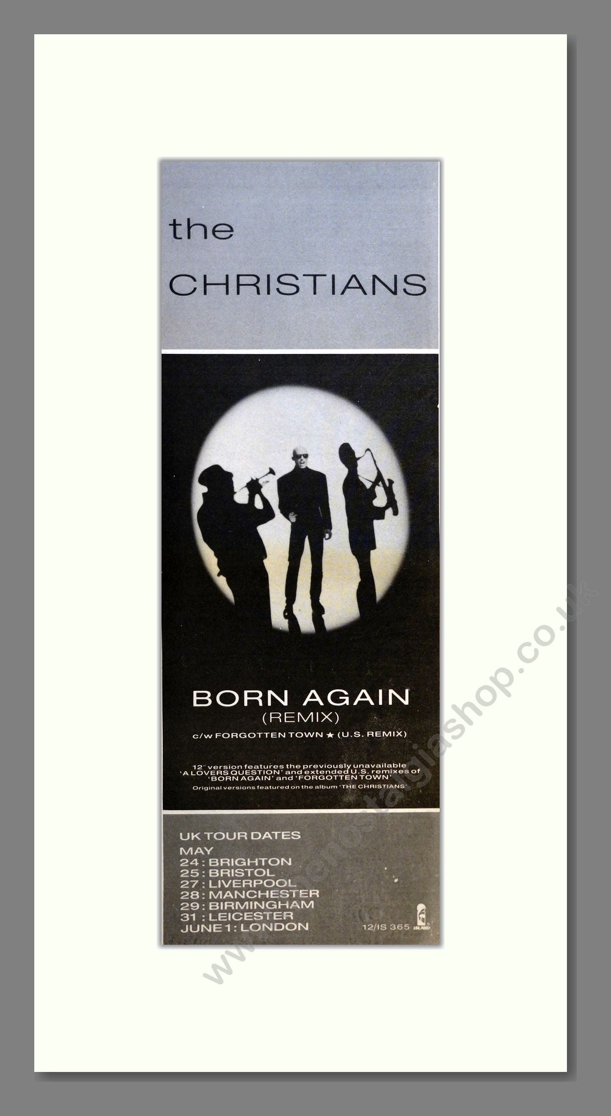 Christians (The) - Born Again (UK Tour). Vintage Advert 1988 (ref AD200956)