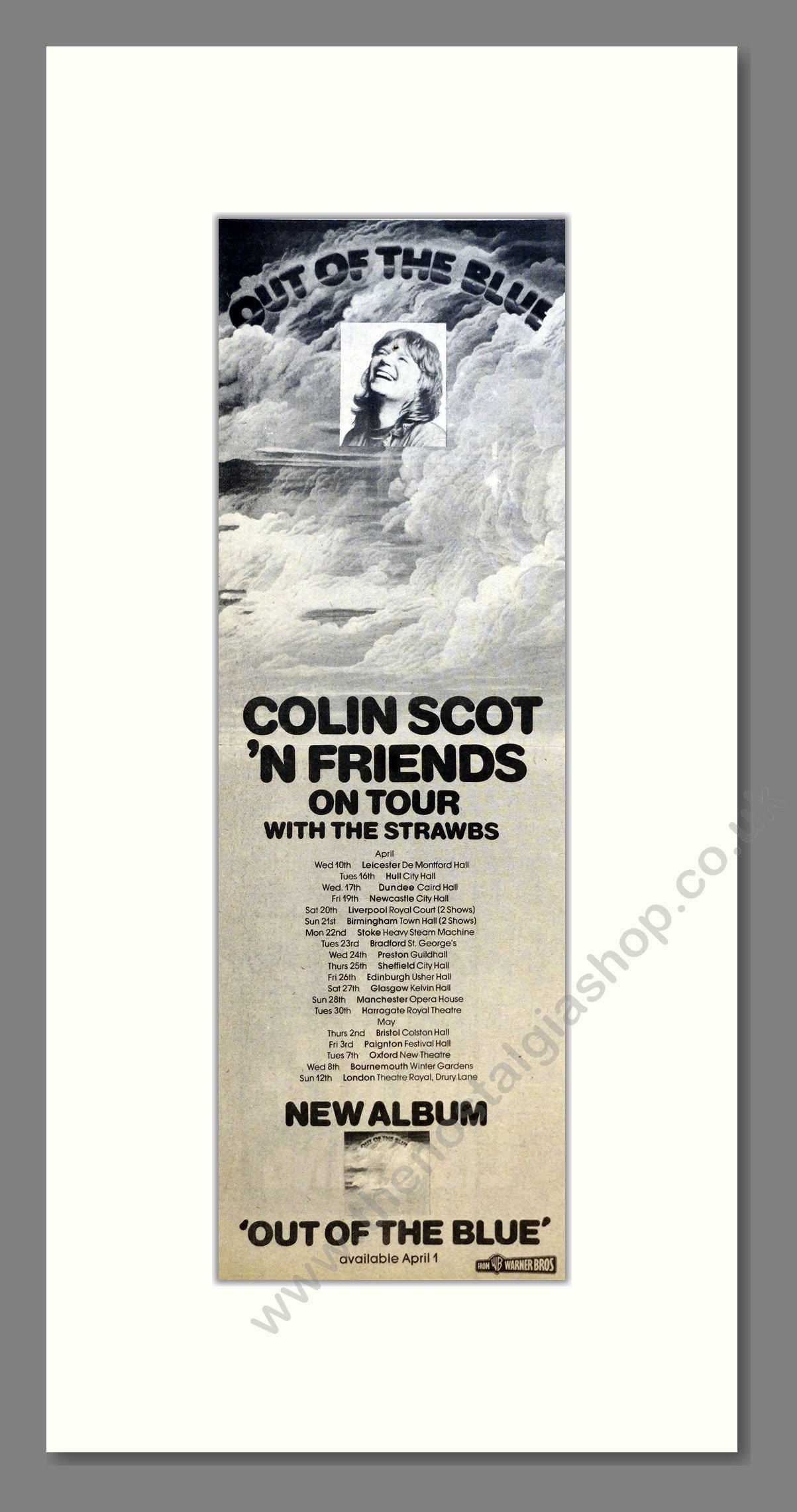 Colin Scot n Friends - UK Tour. Vintage Advert 1974 (ref AD200964)