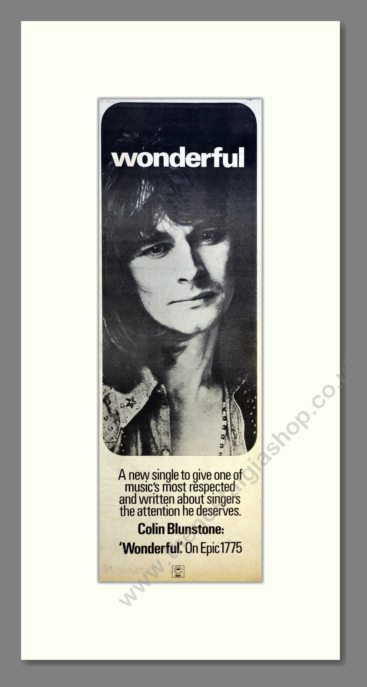 Colin Blunstone - Wonderful. Vintage Advert 1973 (ref AD200967)