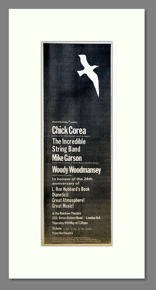 Chick Corea - Rainbow Theatre. Vintage Advert 1974 (ref AD200968)