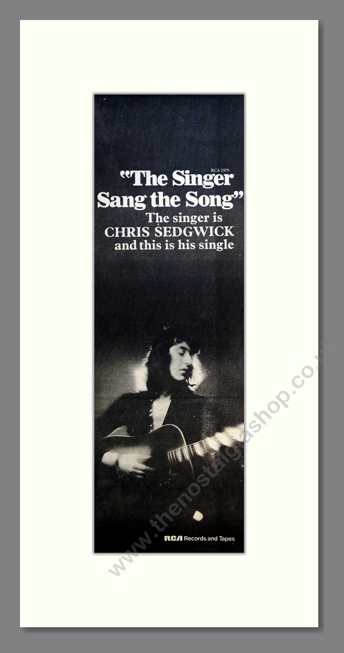 Chris Sedgwick - The Singer Sang The Song. Vintage Advert 1973 (ref AD200971)