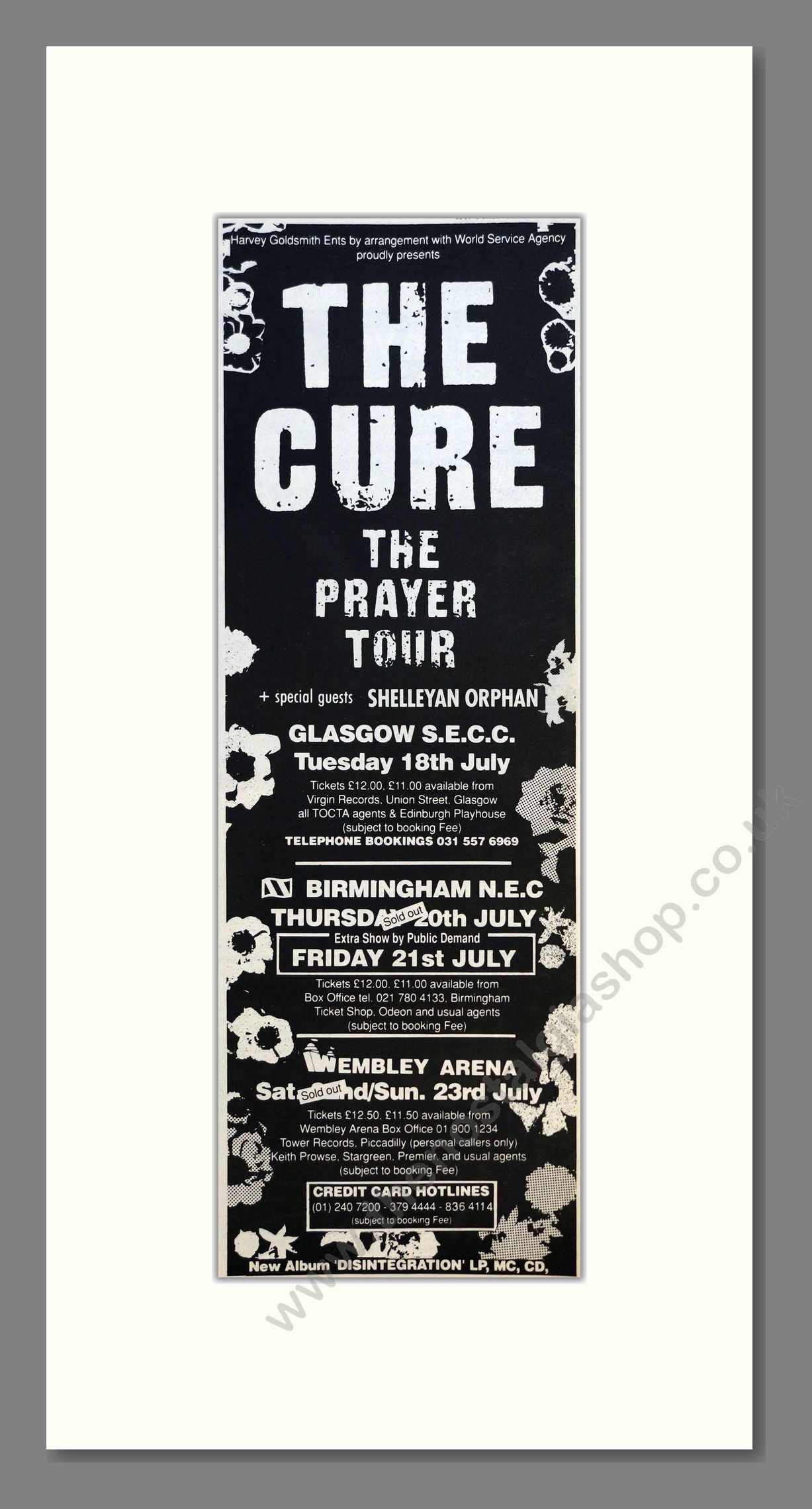 Cure (The) - The Prayer Tour. Vintage Advert 1989 (ref AD200977)