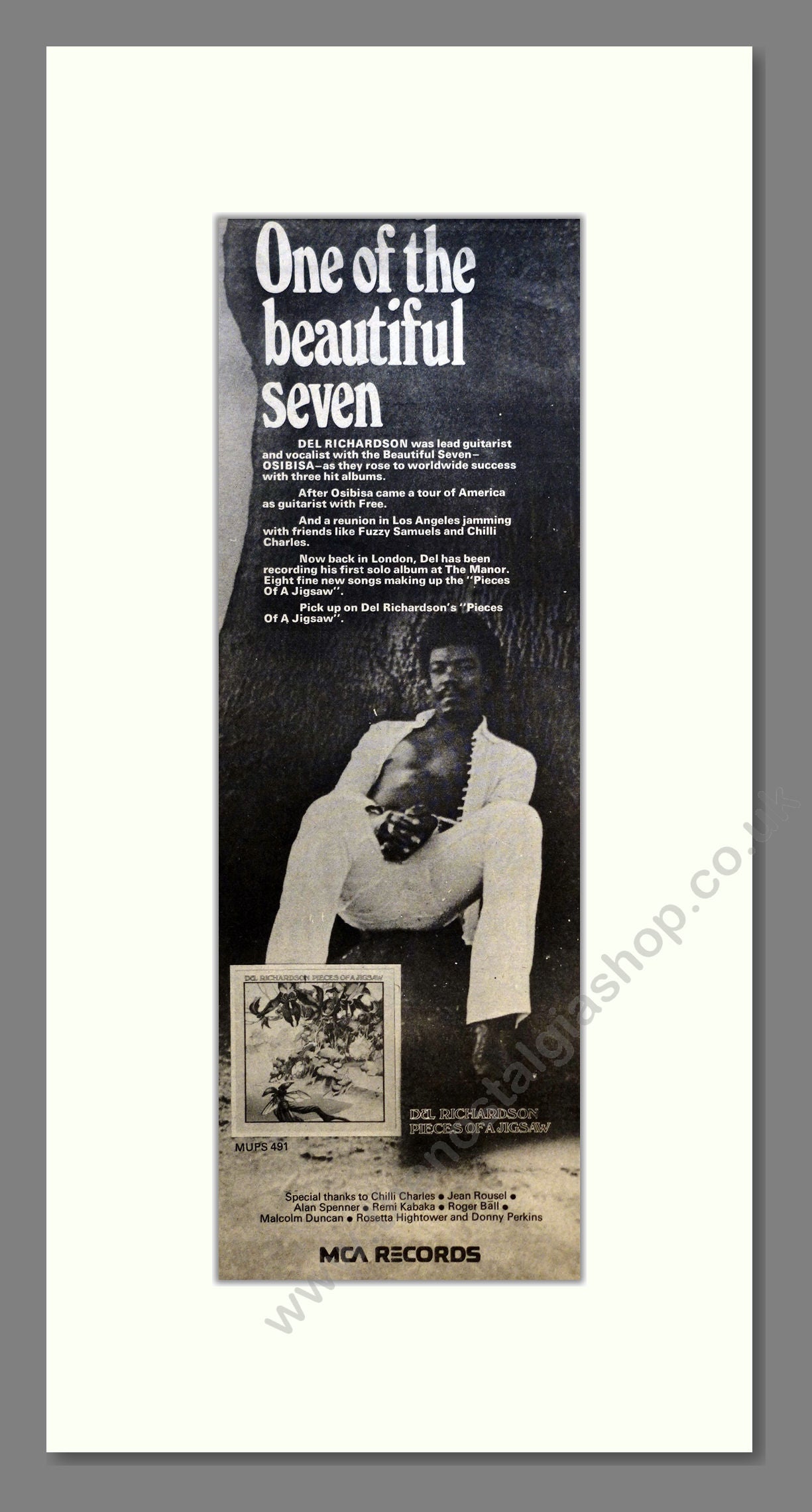 Del Richardson - Pieces Of A Jigsaw. Vintage Advert 1973 (ref AD201023)