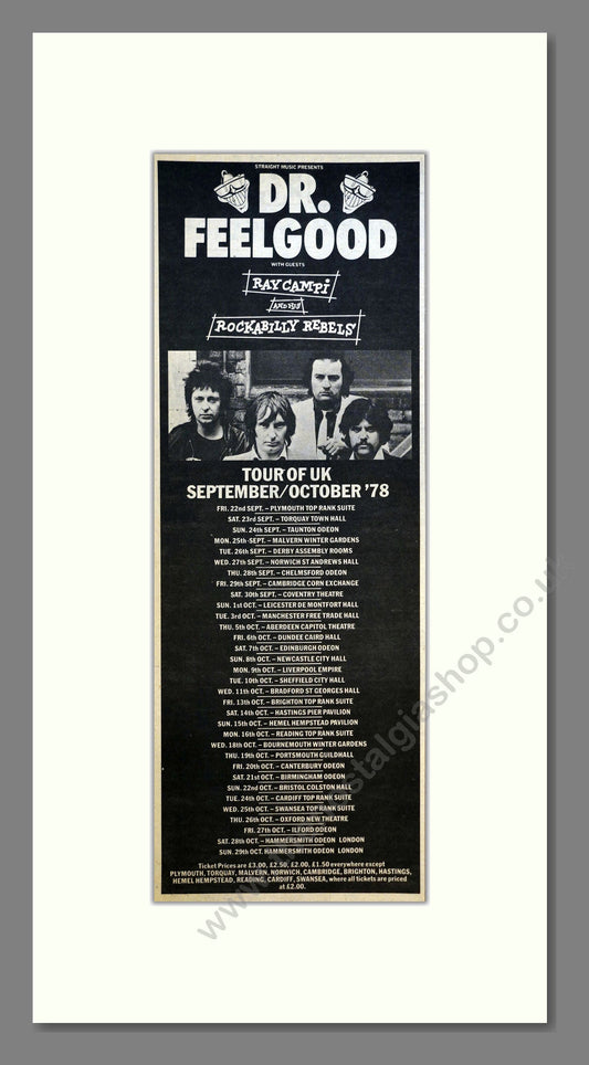 Dr Feelgood - UK Tour. Vintage Advert 1978 (ref AD201034)