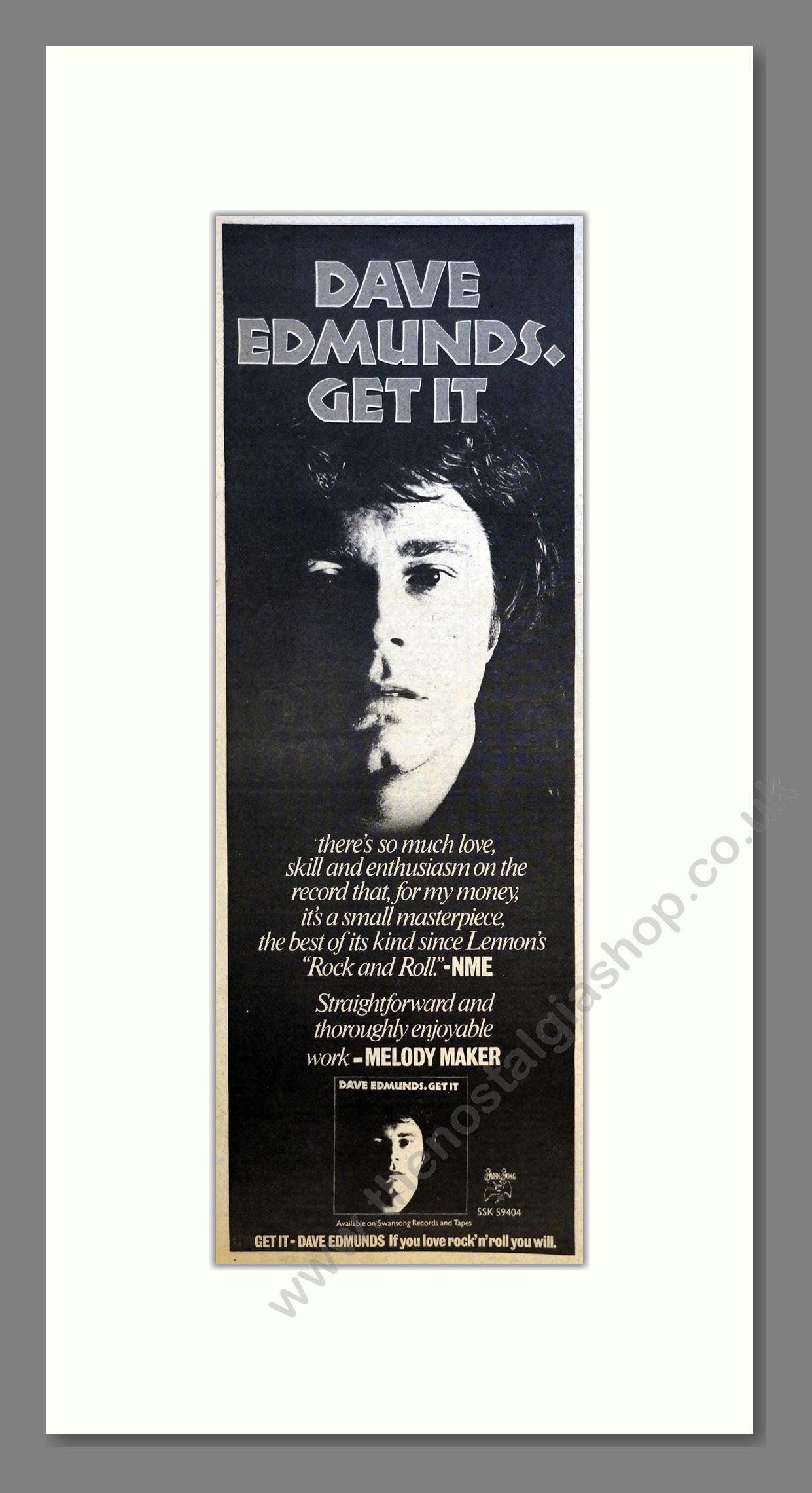 Dave Edmunds - Get It. Vintage Advert 1977 (ref AD201037)