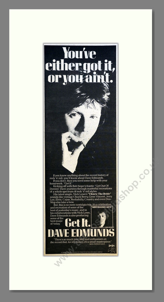 Dave Edmunds - Get It. Vintage Advert 1977 (ref AD201039)