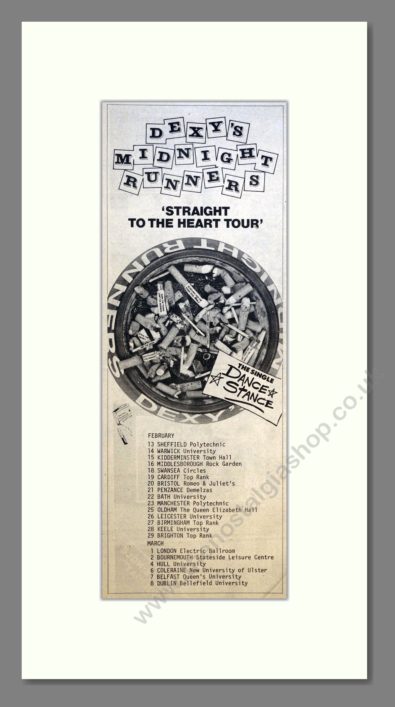 Dexy's Midnight Runners - Straight To The Heart Tour. Vintage Advert 1980 (ref AD201046)