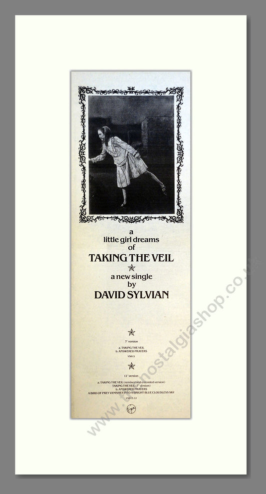 David Sylvian - Taking The Veil. Vintage Advert 1986 (ref AD201051)