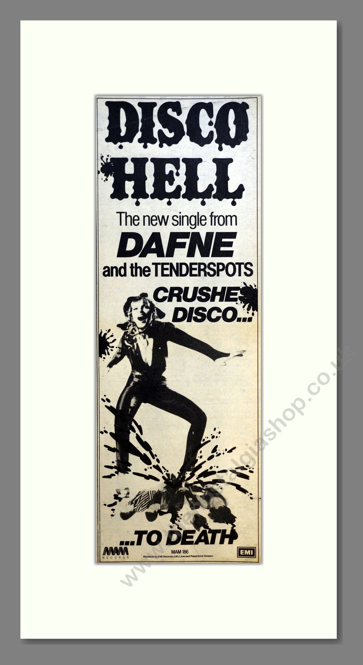 Dafne and The Tenderspots - Disco Hell. Vintage Advert 1979 (ref AD201062)