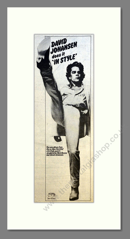 David Johansen - In Style. Vintage Advert 1979 (ref AD201066)