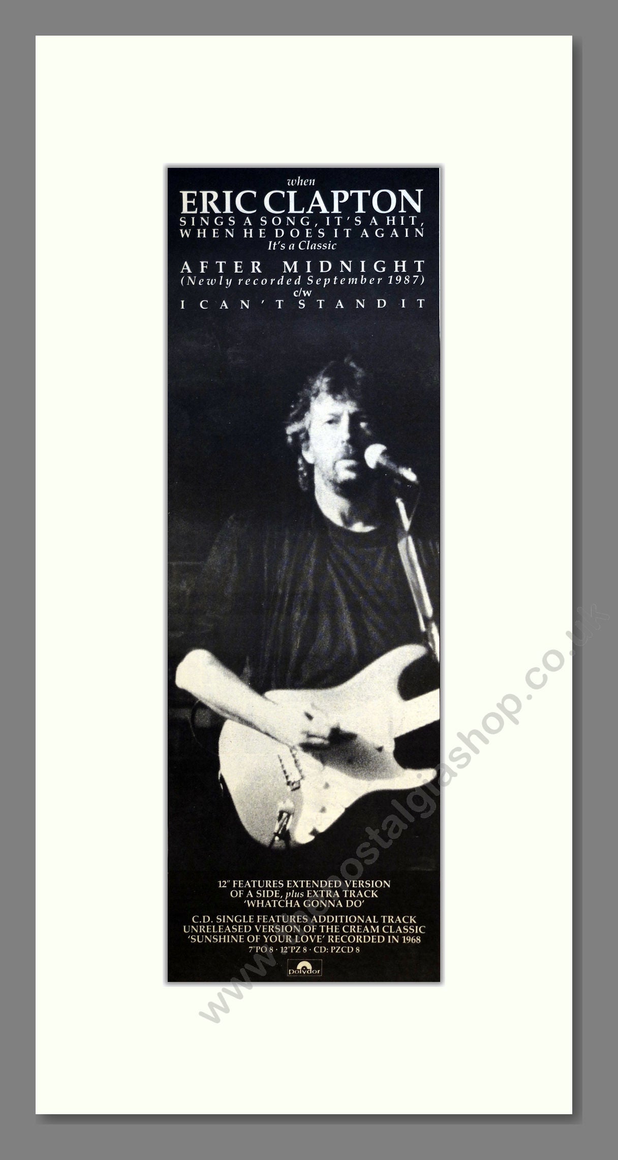 Eric Clapton - After Midnight. Vintage Advert 1988 (ref AD201071)