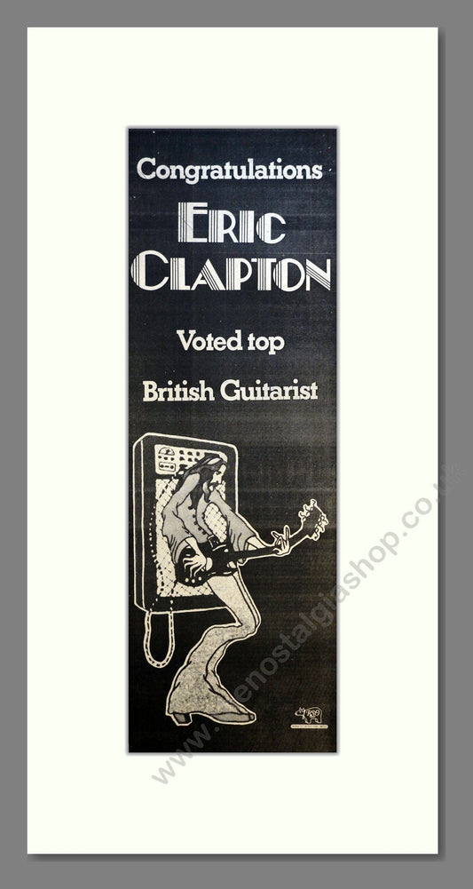 Eric Clapton - Congratulations Top Guitarist. Vintage Advert 1974 (ref AD201072)