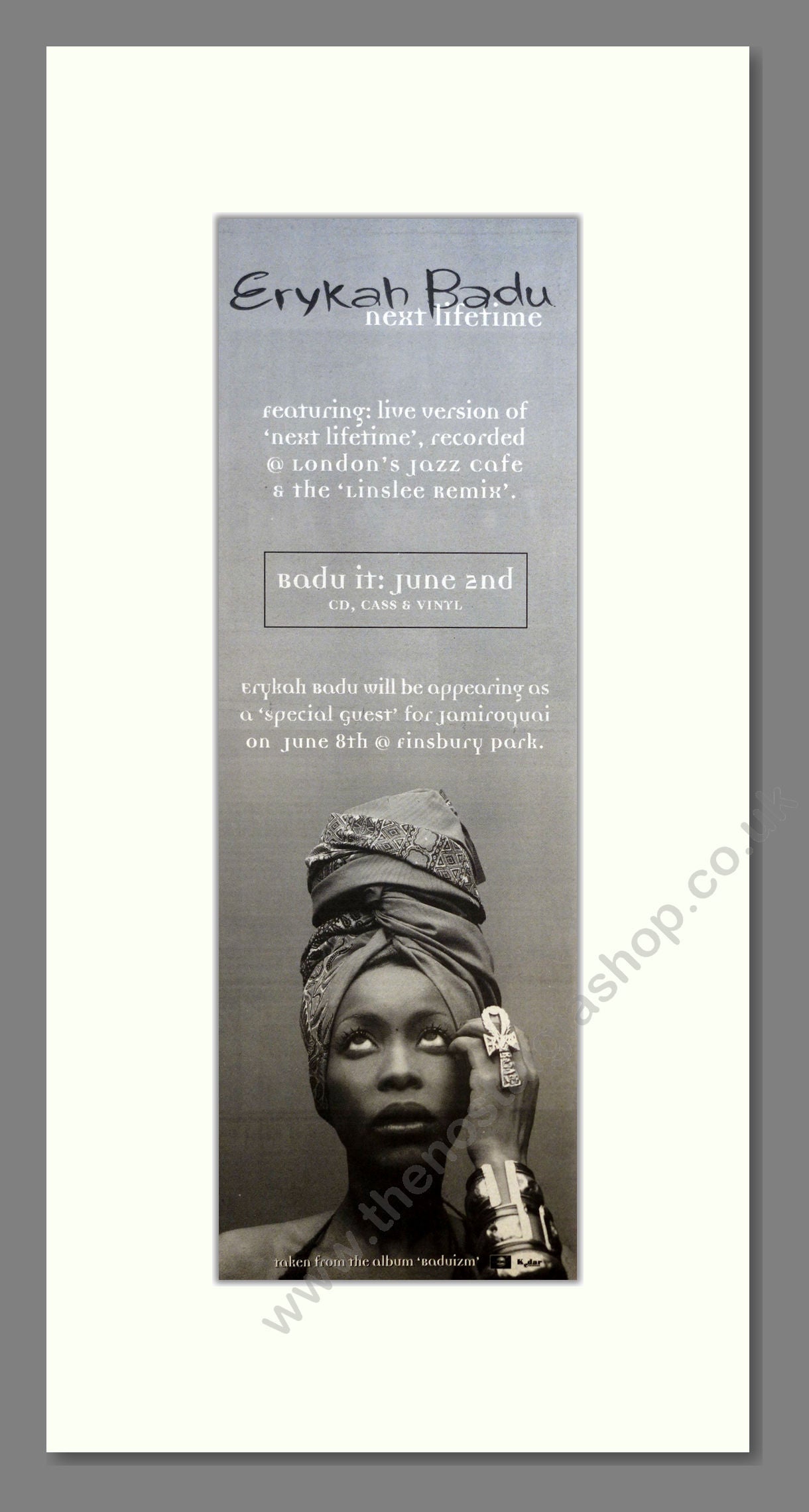 Erykah Badu - Next Lifetime. Vintage Advert 1997 (ref AD201076)