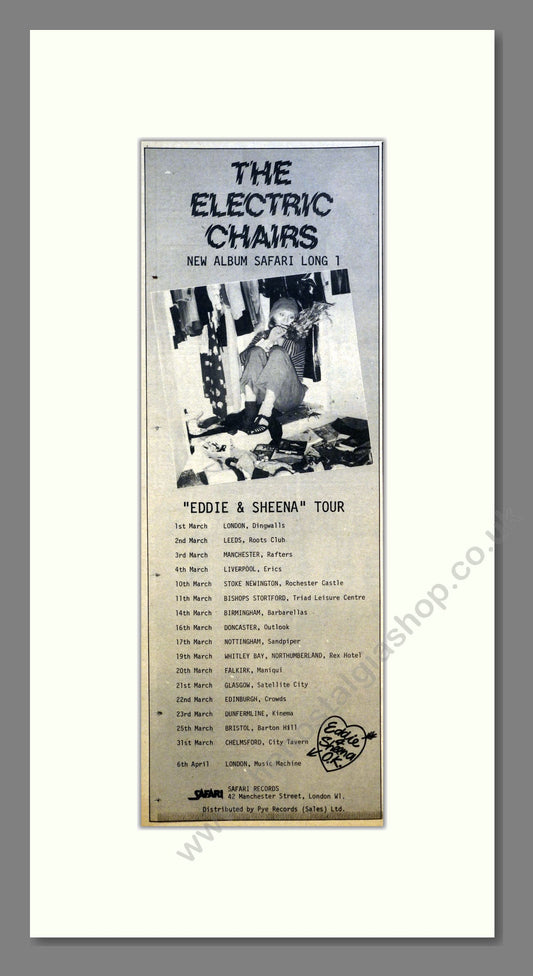 Electric Chairs (The) - Eddie And Sheena Tour. Vintage Advert 1978 (ref AD201087)