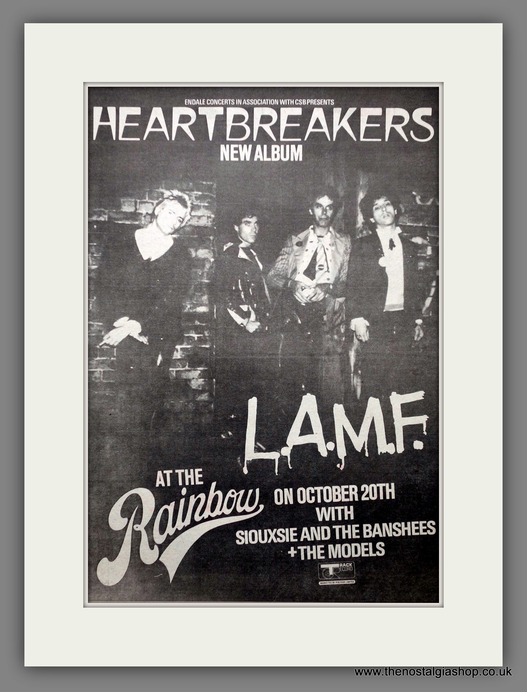 Heartbreakers. L.A.M.F. Rainbow Concert. Original Advert 1977 (ref