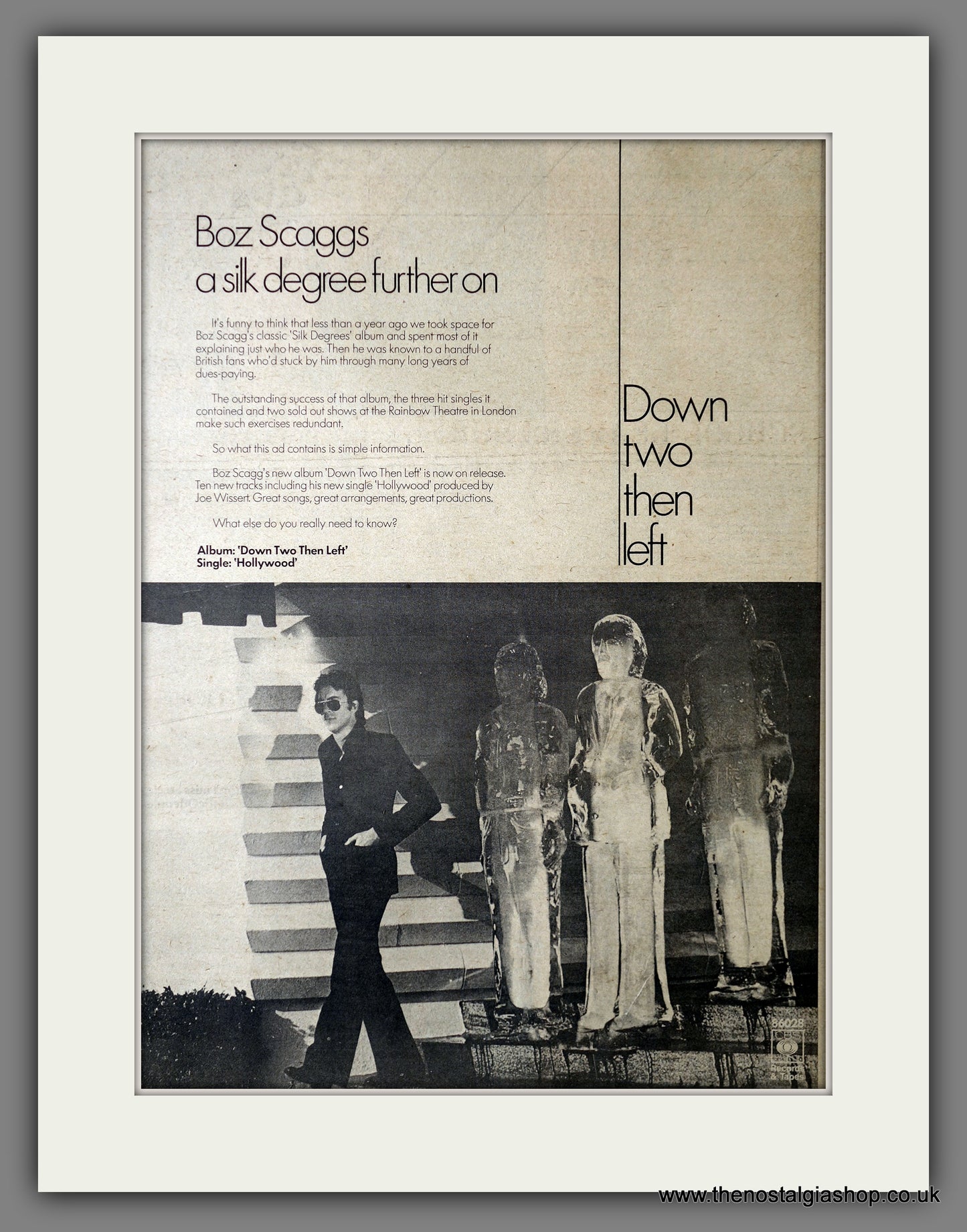 Boz Scaggs. Down Two Then Left. Vintage Advert 1977 (ref AD14168)