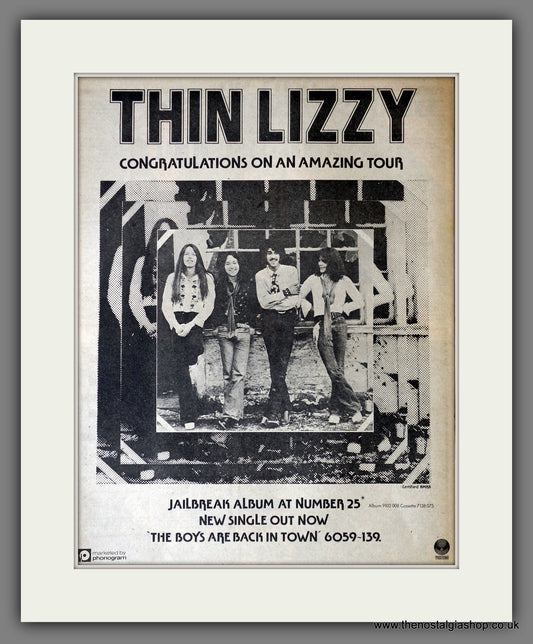 Thin Lizzy. Congratulations on '76 Tour. Original Advert 1976 (ref AD14183)