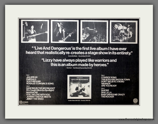 Thin Lizzy. Live And Dangerous. Original Advert 1978 (ref AD14191)