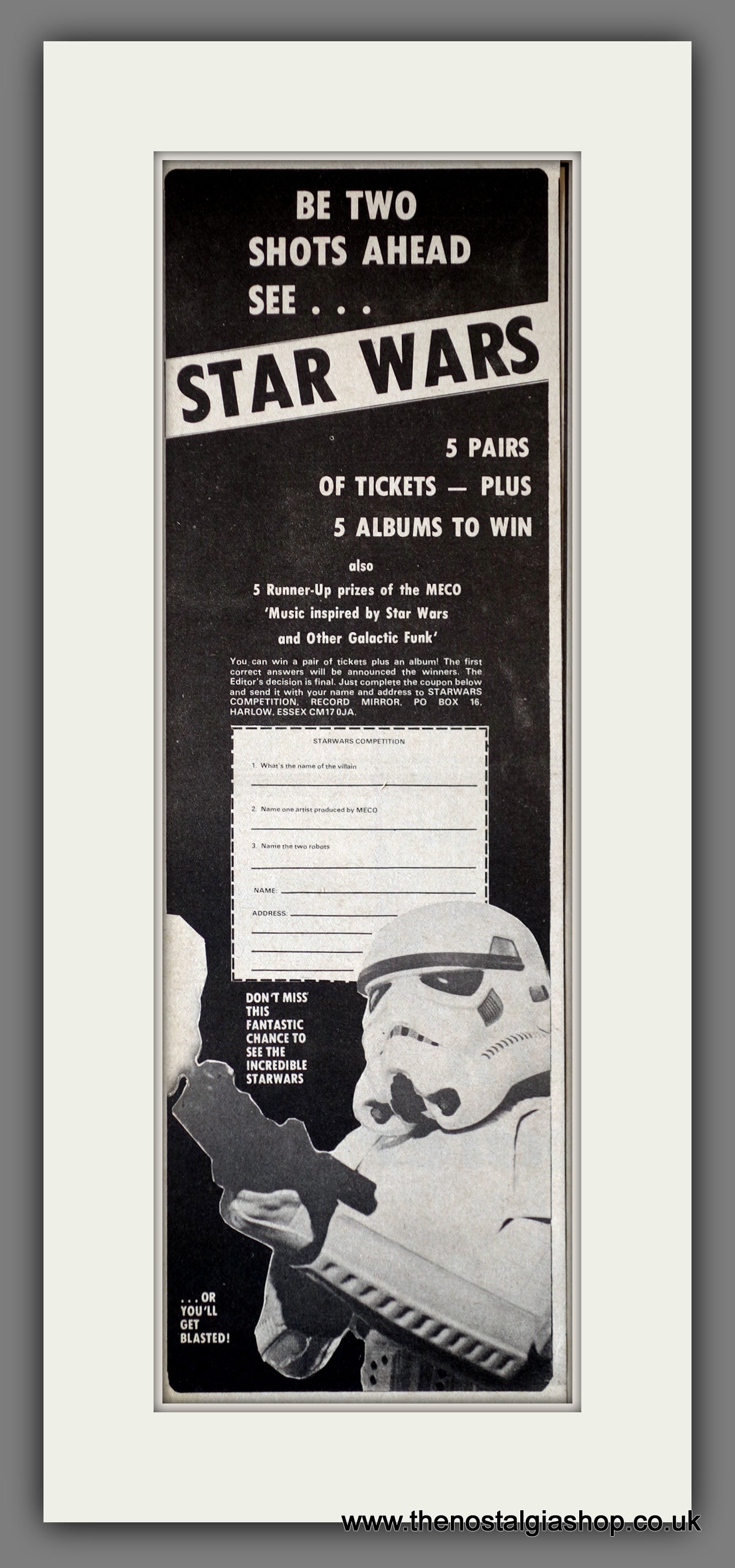 Star Wars Competition. Vintage Advert 1977 (ref AD200307) – The ...