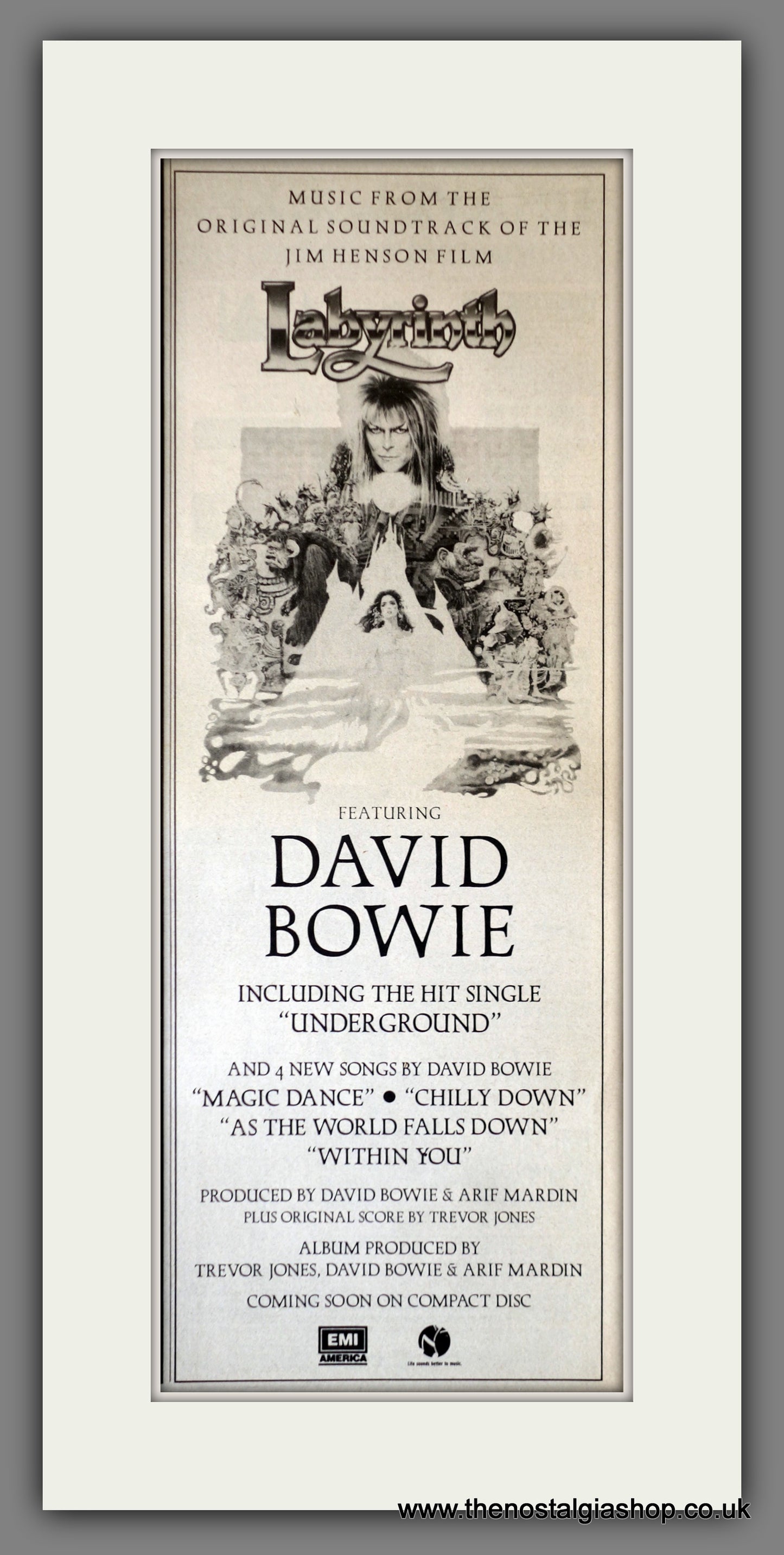 Labyrinth. David Bowie. Vintage Advert 1986  (ref AD200310)