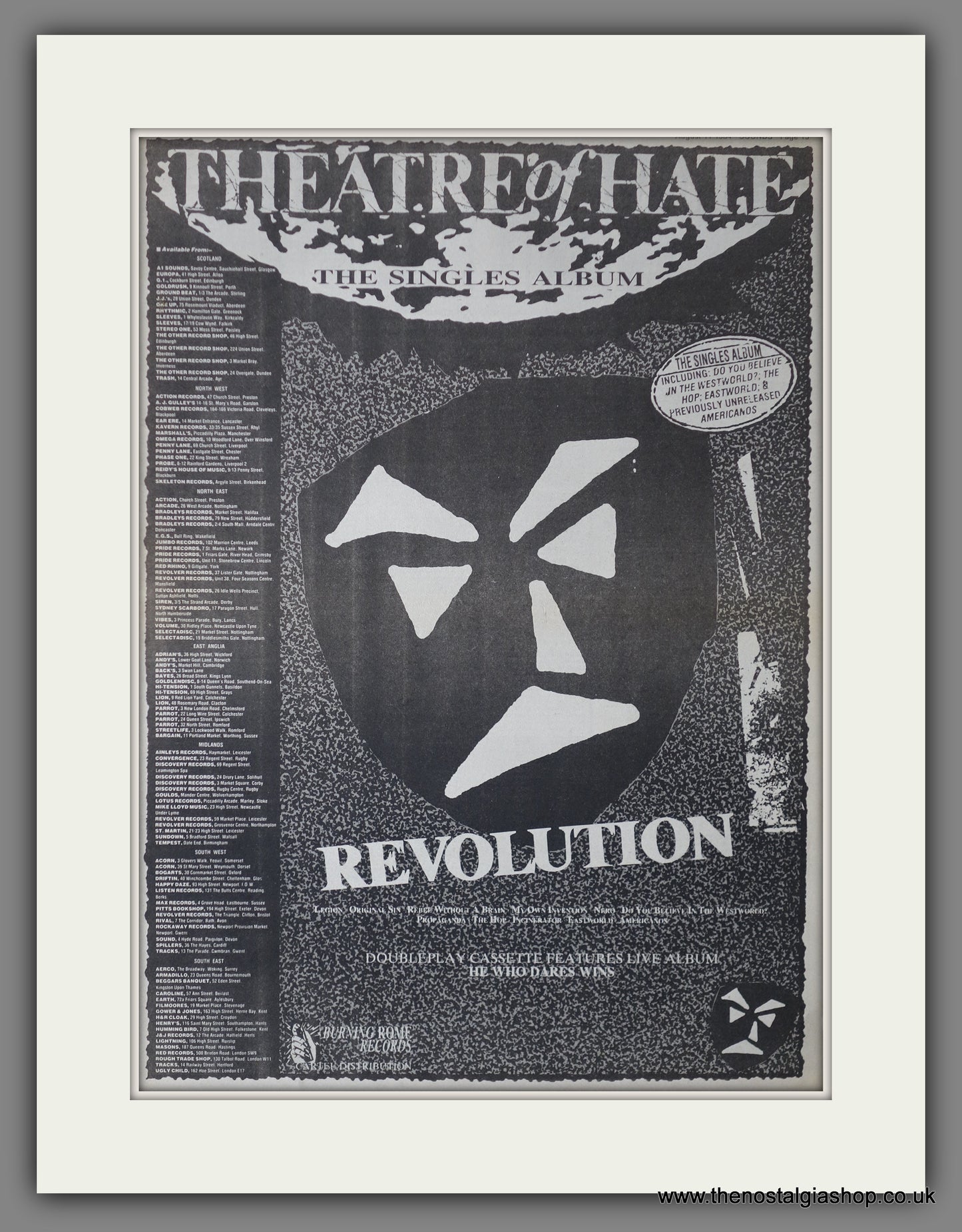 Theatre Of Hate. Revolution. Original Advert 1984 (ref AD14202)