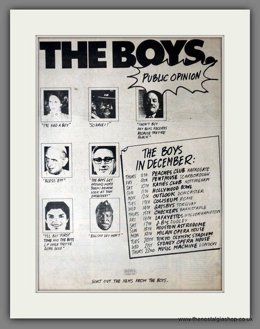 Boys (The). Public Opinion Tour Dates. Original Advert 1977 (ref AD14205)