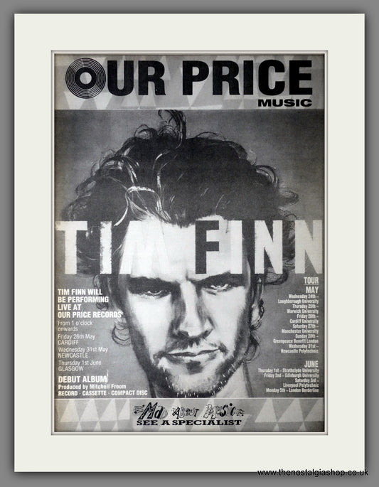 Tim Finn Tour Dates. Original Advert 1989 (ref AD14208)