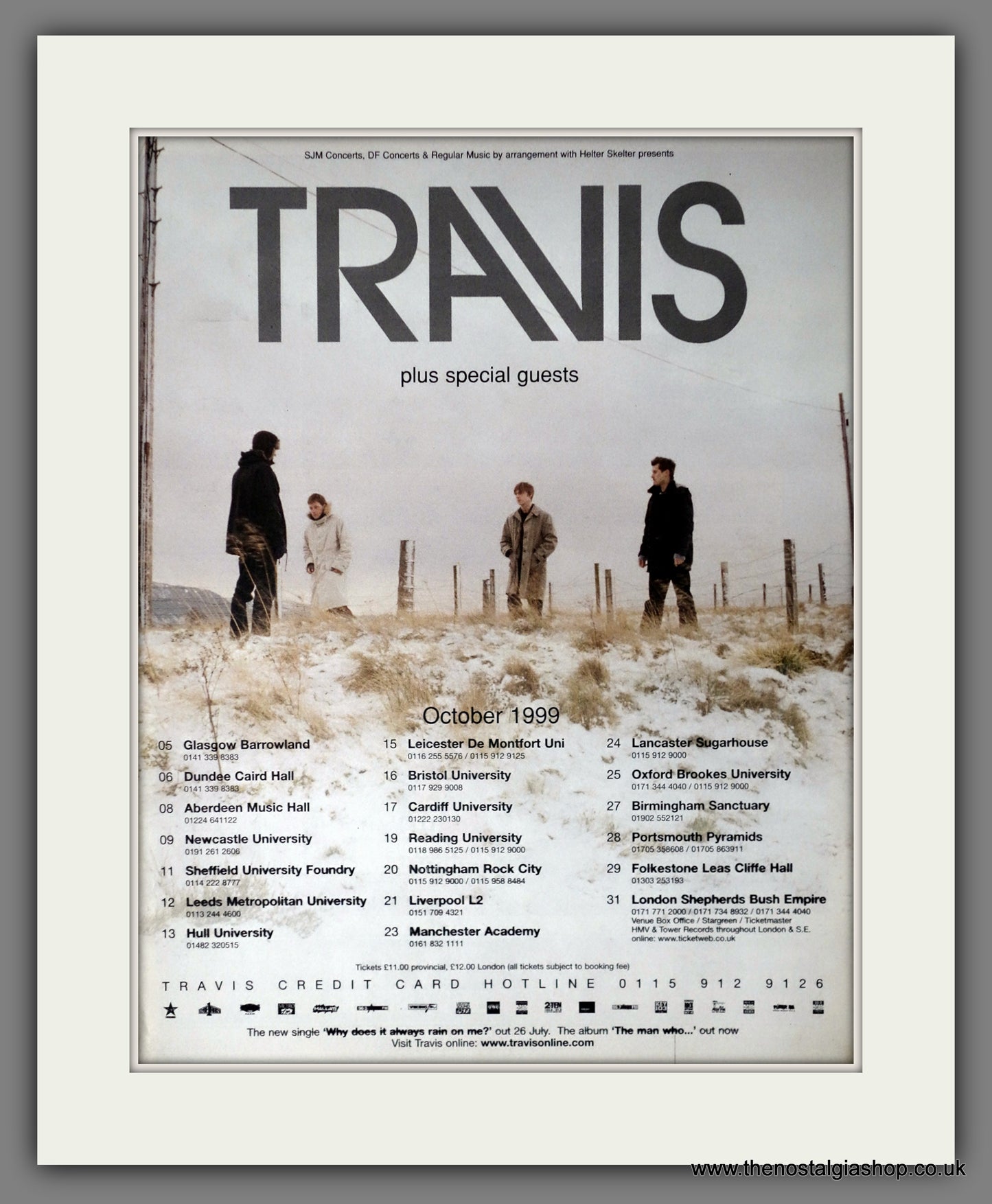 Travis Tour Dates. Vintage Advert 1987 (ref AD14321)