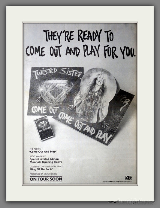 Twisted Sister. Come Out And Play. Vintage Advert 1985 (ref AD14324)