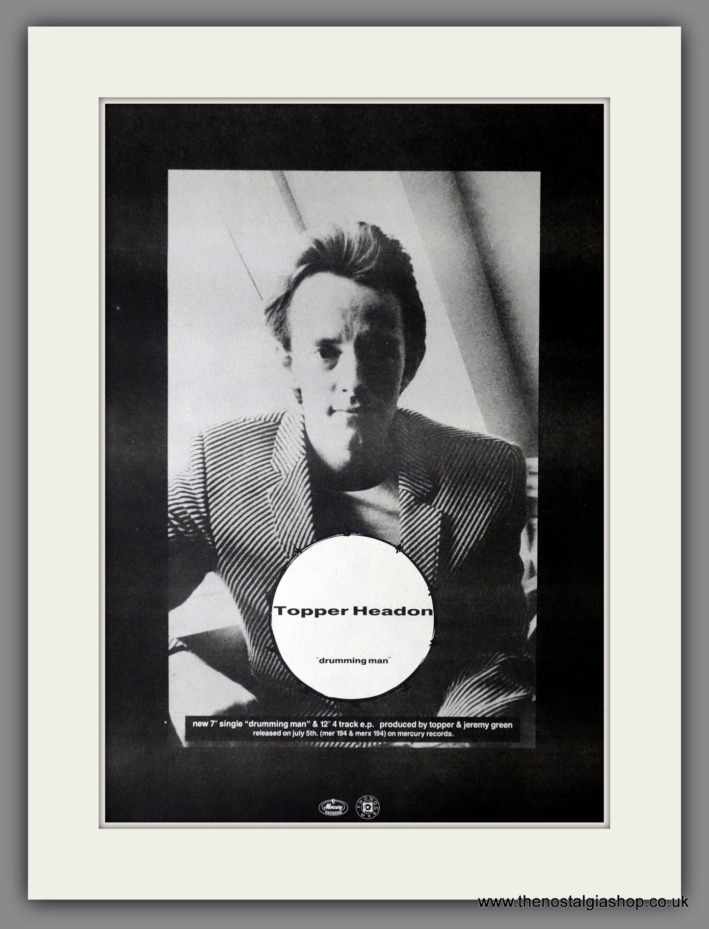 Topper Headon. Drumming Man. Vintage Advert 1985 (ref AD14330)