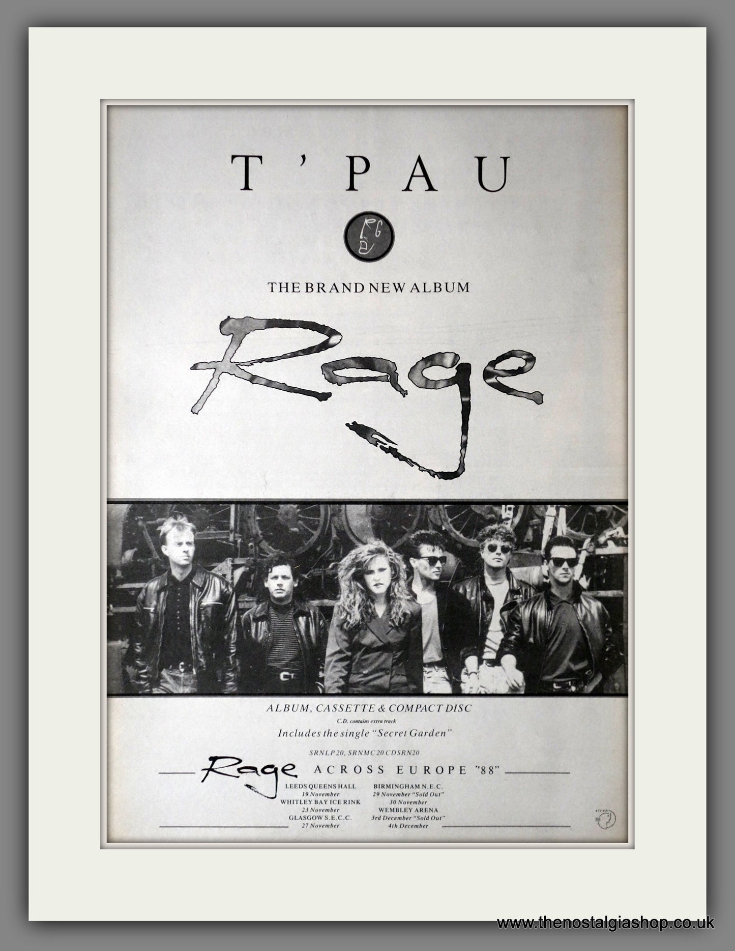 T'Pau. Rage. Vintage Advert 1988 (ref AD14335)