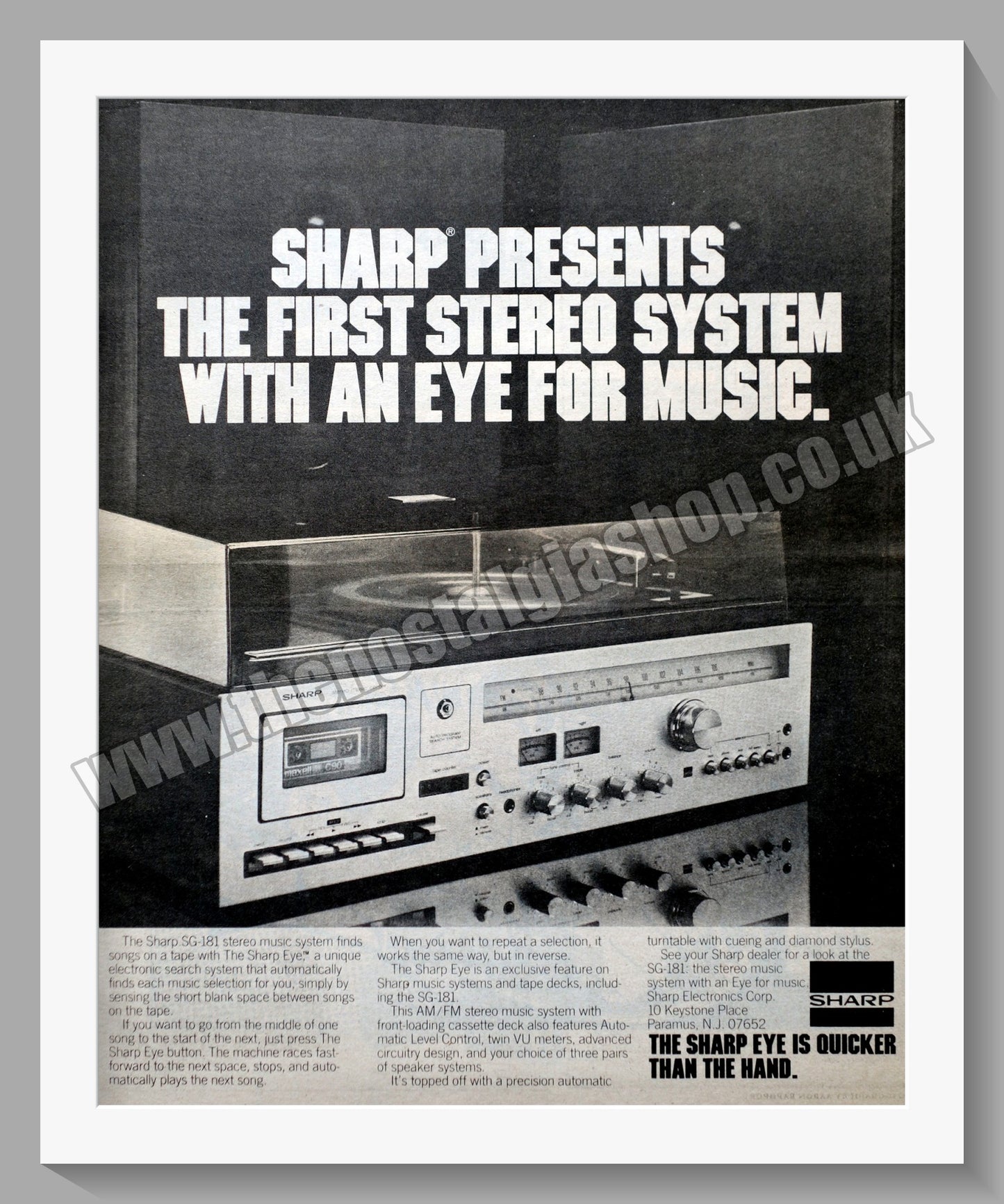 Sharp SG-181 Stereo System. Original Advert 1978 (ref AD300505)