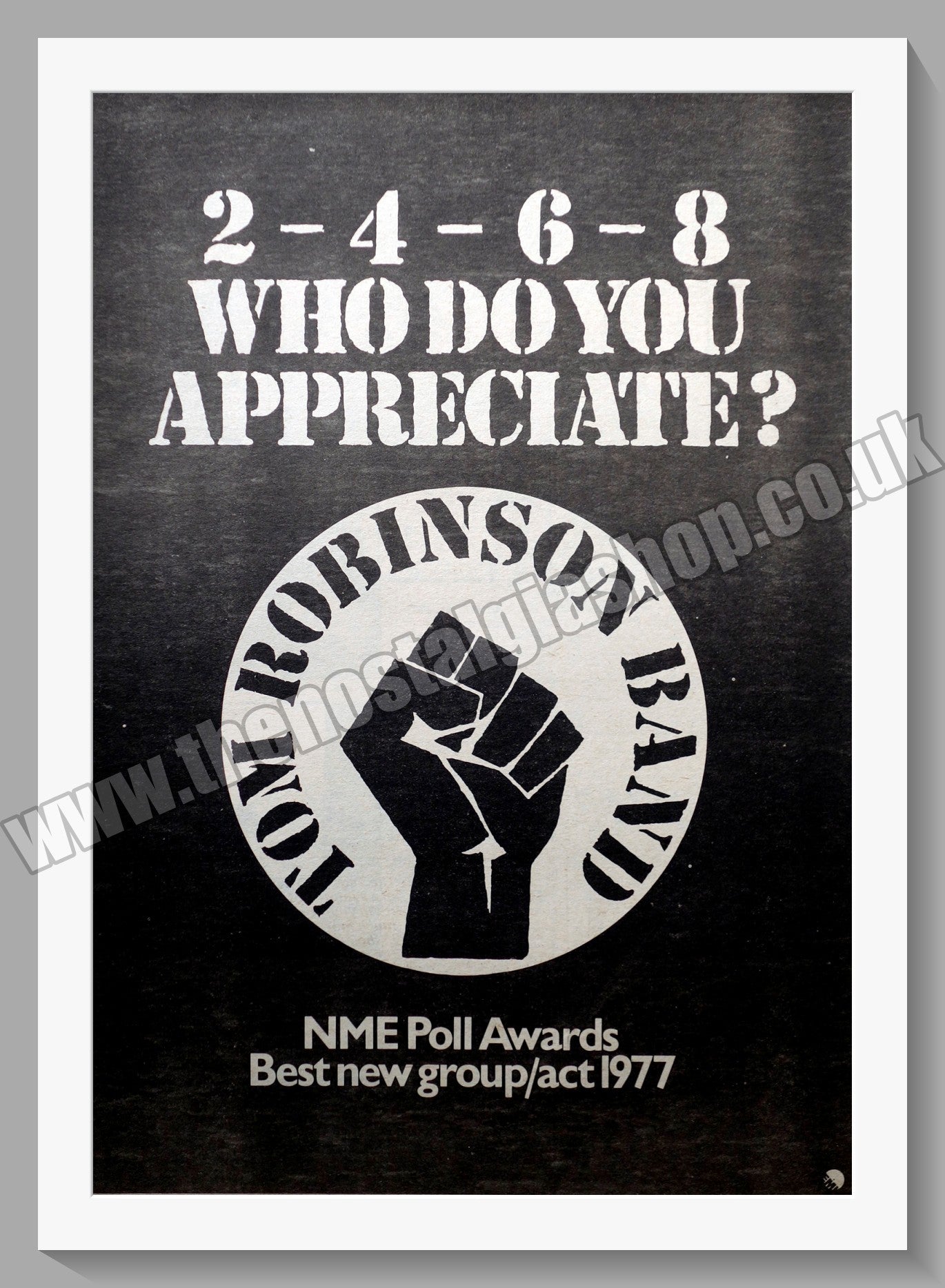 Tom Robinson Band. 2468 Who Do You Appreciate.  Original Advert 1977 (ref AD14457)