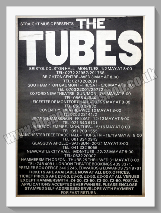 Tubes (The) On Tour.  Original Advert 1978 (ref AD14488)