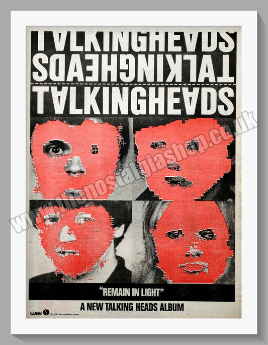 Talking Heads. Remain In Light.  Original Advert 1980 (ref AD14493)