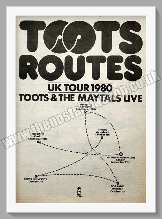 Toots And The Maytals. UK Tour  Original Advert 1980 (ref AD14501)