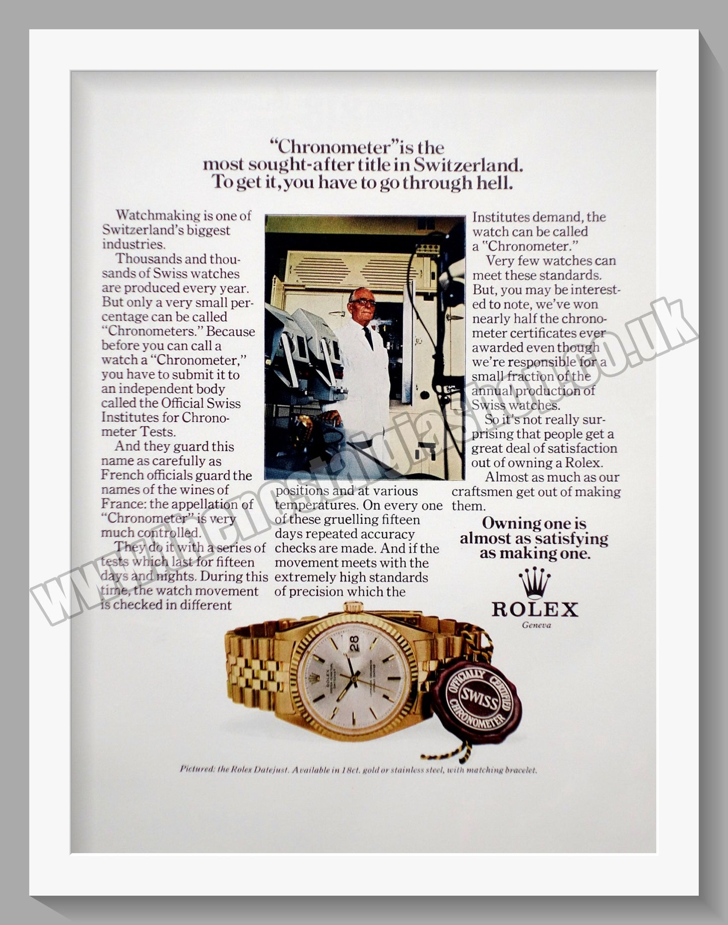 Rolex Chronometer. Datejust. Original Advert 1972 (ref AD56723)