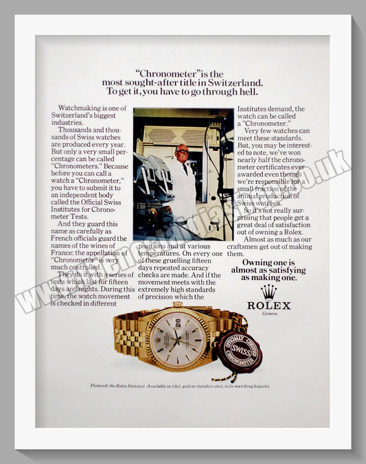 Rolex Chronometer. Datejust. Original Advert 1972 (ref AD56723)