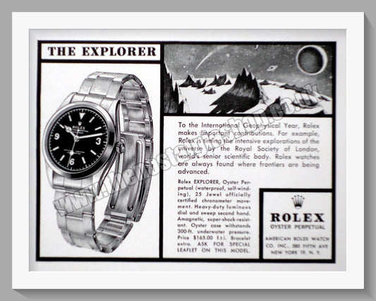 Rolex Explorer Watch. Original Advert 1958 (ref AD56726)