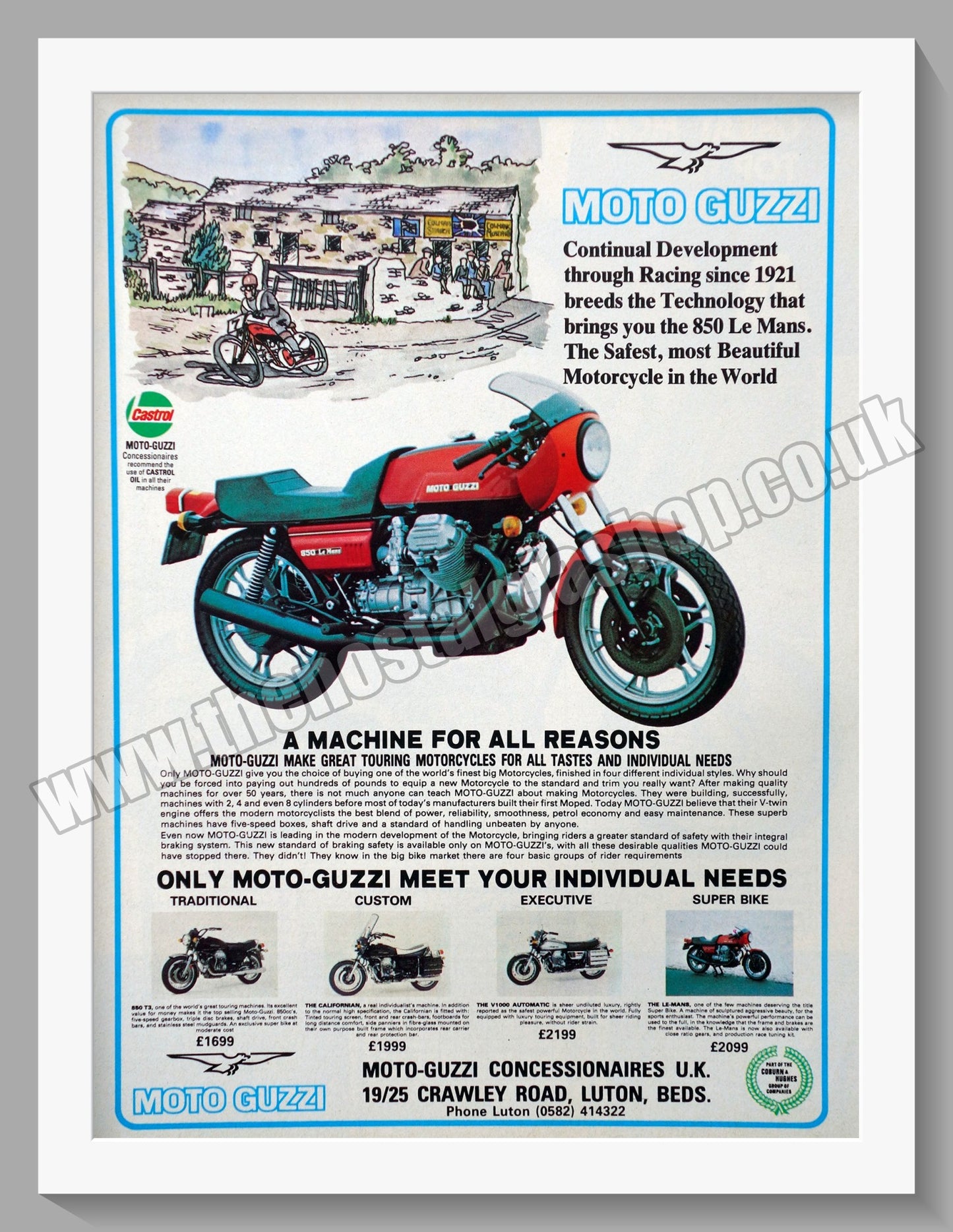 Moto Guzzi 850 Le Mans Motorcycle. Original Advert 1977 (ref AD56688)