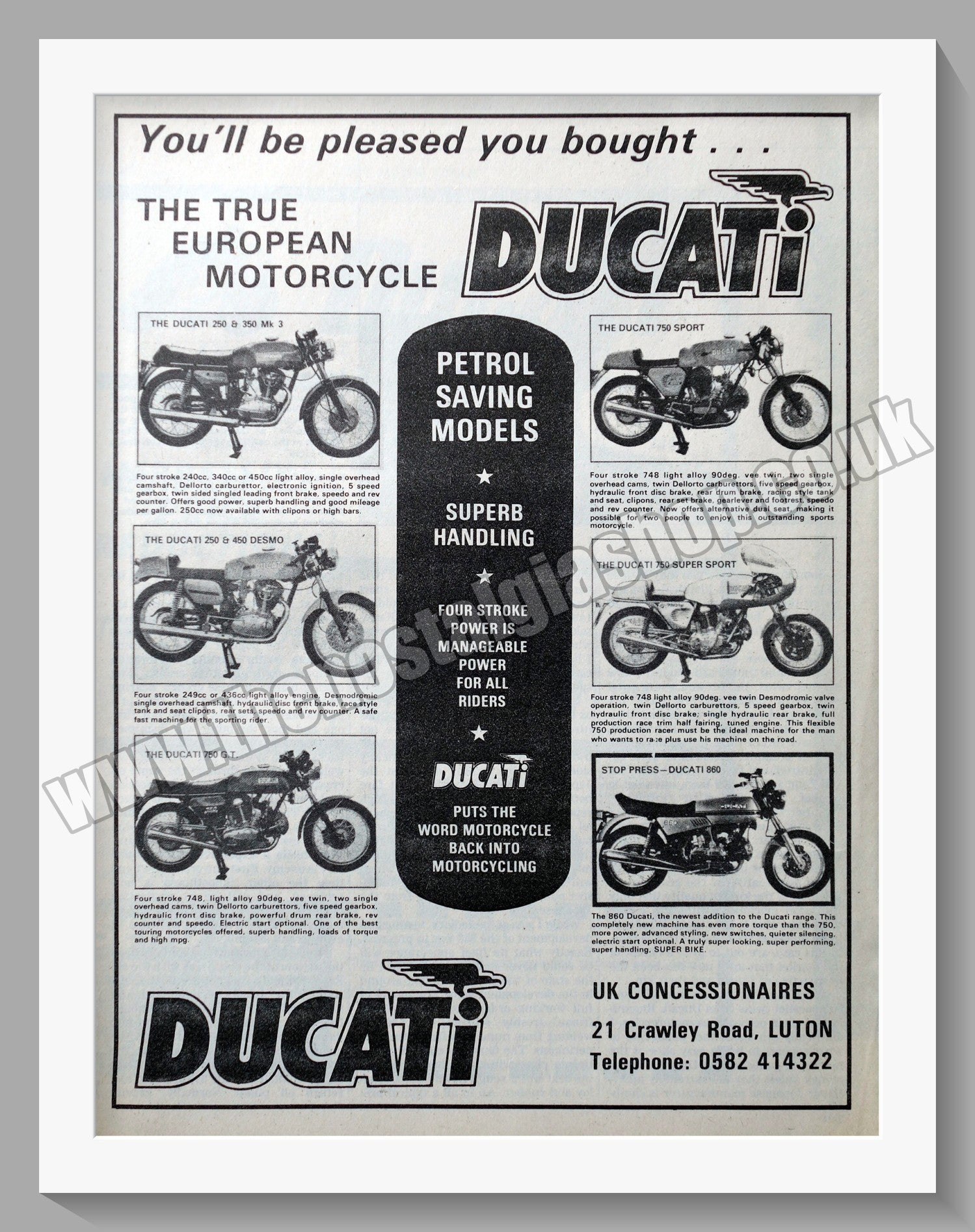 Ducati Motorcycles. Original Advert 1975 (ref AD56794) – The Nostalgia Shop