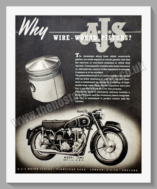 A.J.S Model 16MS 347cc Motorcycle. Original Advert 1955 (ref AD56827)