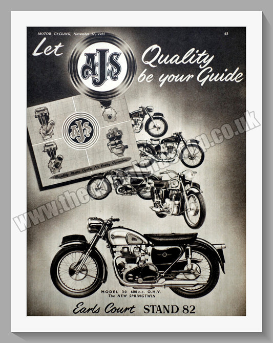 A.J.S Model 30 600cc Motorcycle. Original Advert 1955 (ref AD56835)