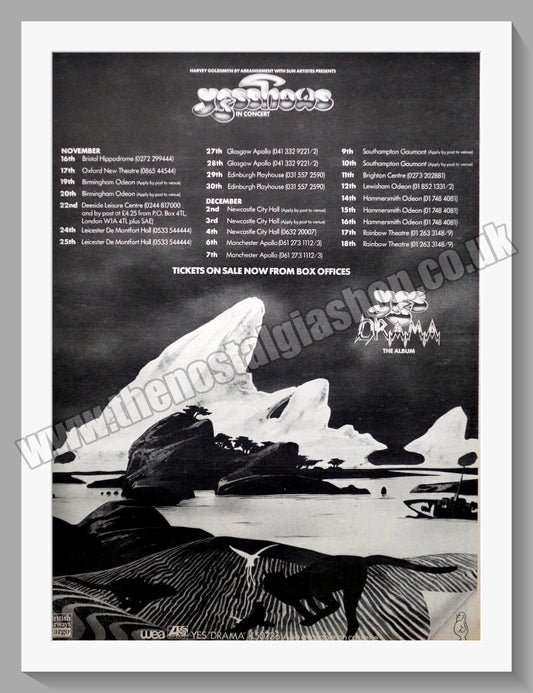 Yes In Concert. UK Tour. Vintage Advert 1980 (ref AD14561)