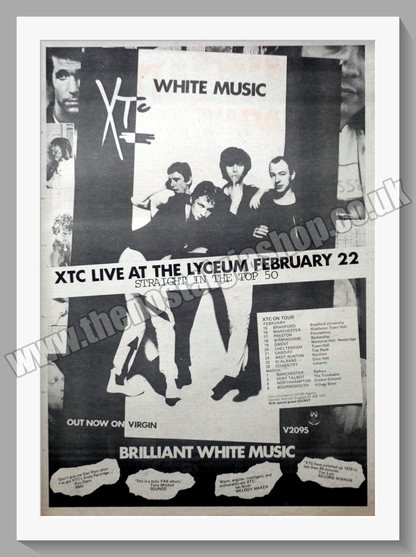 XTC White Music. UK Tour. Vintage Advert 1978 (ref AD14579)