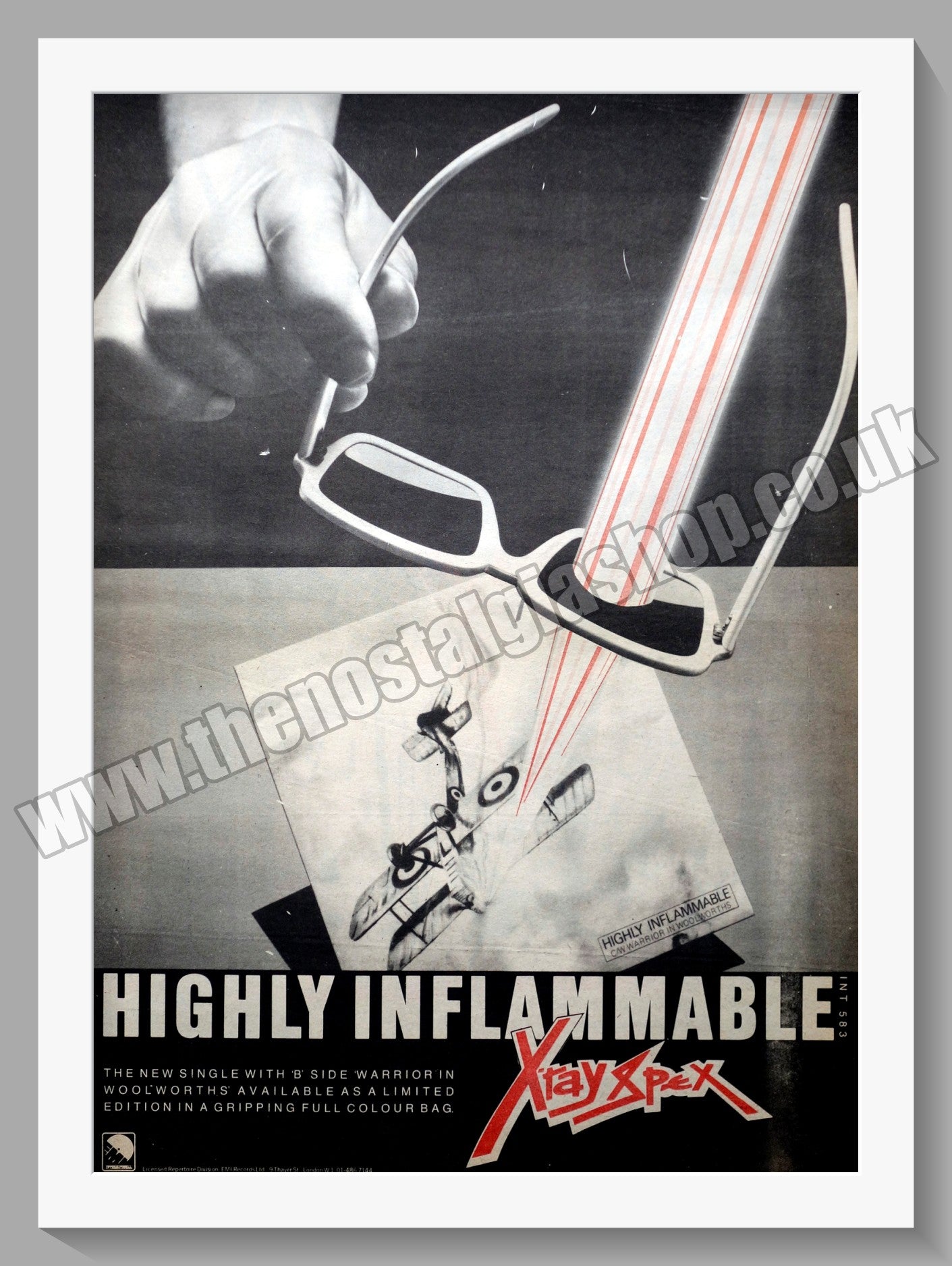 Xray Spex Highly Inflammable. Vintage Advert 1979 (ref AD14591)